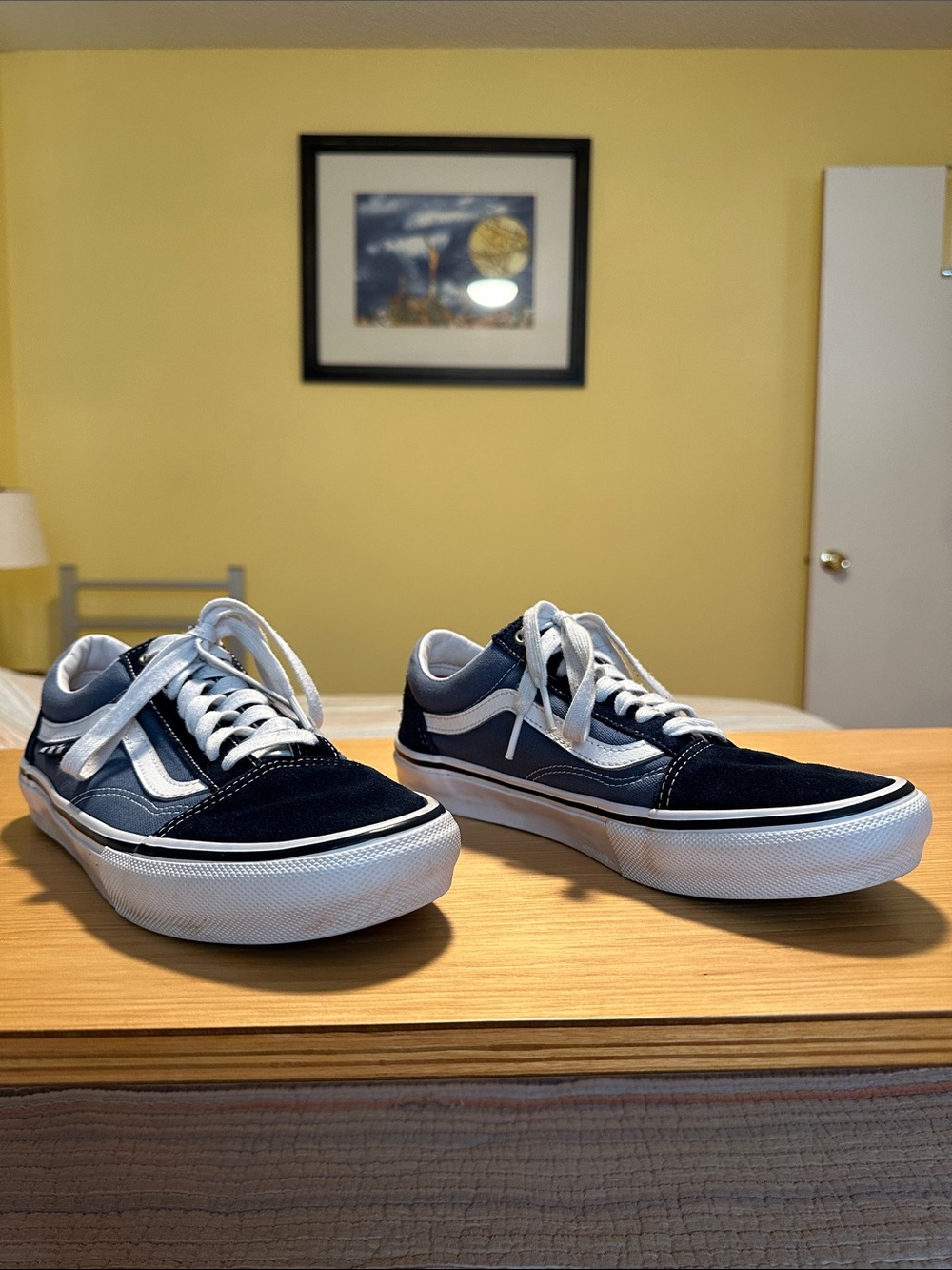 Vans Men’s Navy and White Skate Old Skool Sneakers - Picture 3 of 13